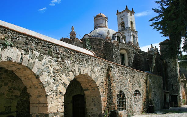 Historic stone architecture in Real del Monte, Mexico.