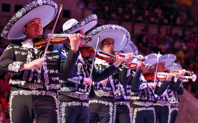 Mariachi band performing at Xcaret Park night show.