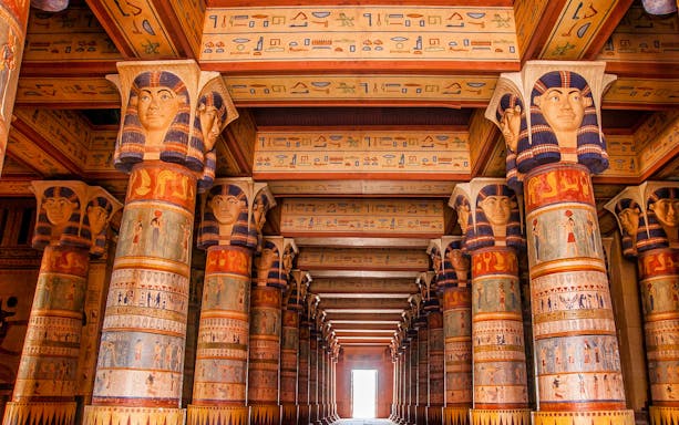 Ancient Egyptian-style columns at Atlas Film Studios, Ouarzazate.