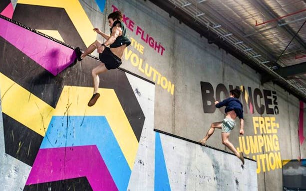 Visitors jumping on trampolines at BOUNCE Thailand, The EmQuartier.