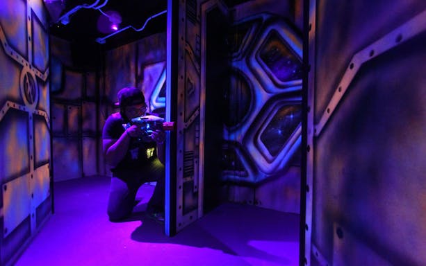 Participant playing laser tag at Playsquare Laser Tag, Central World.