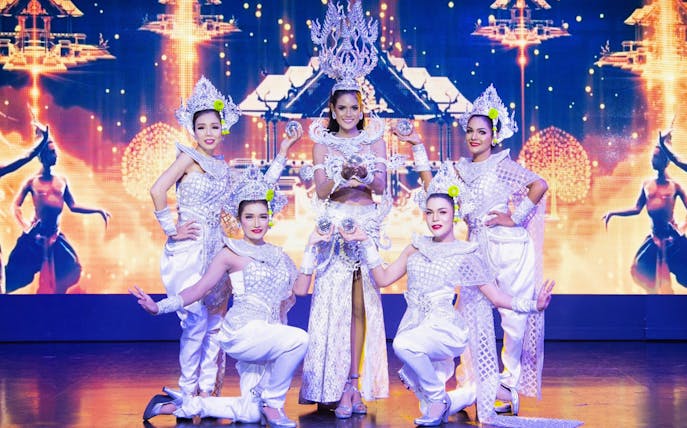 Performers in traditional costumes at Mirinn Cabaret Show, Bangkok.