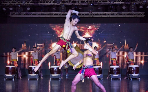 Performers in traditional attire during Mirinn Cabaret Show Bangkok.