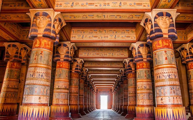 Ancient Egyptian-style columns at Atlas Film Studios, Ouarzazate.