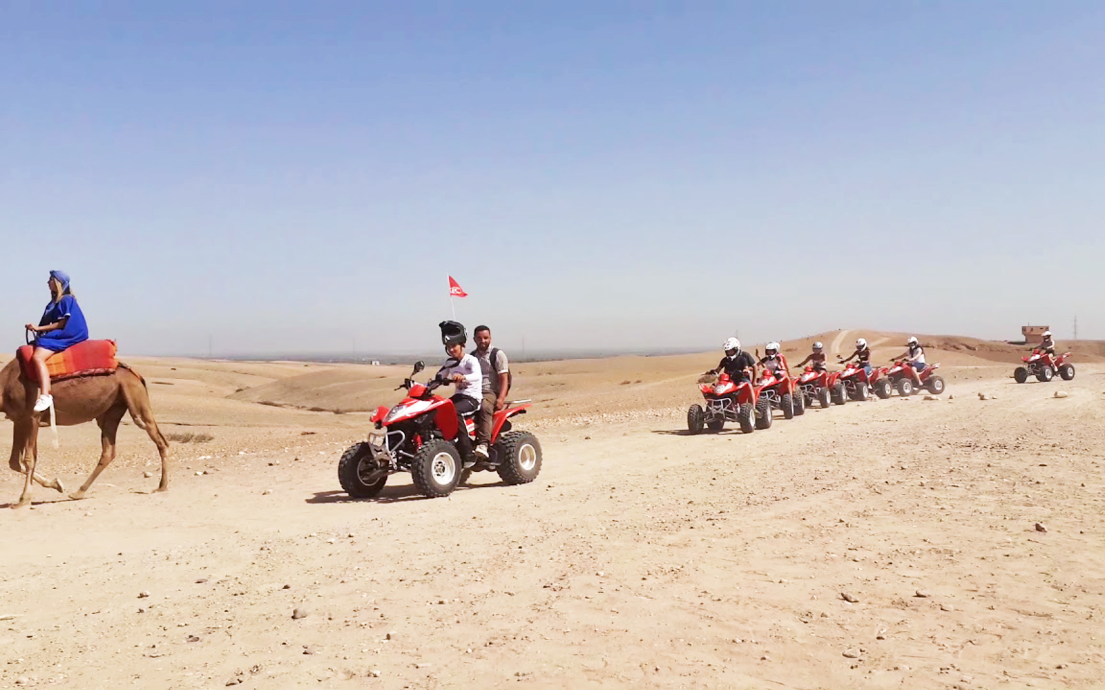 Camel and quad bike tour in Agafay Desert near Marrakech.