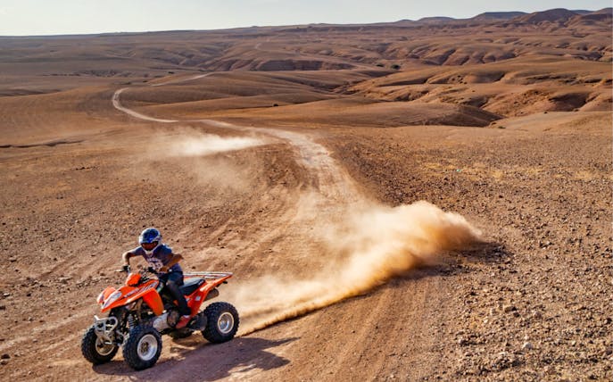 Quad bike ride through Agafay Desert near Marrakech.