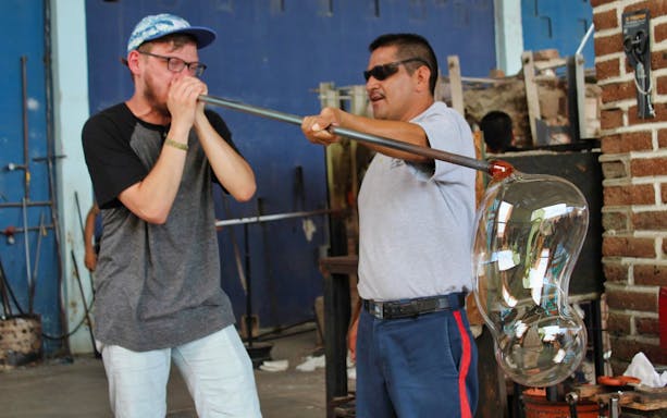 Glassblowing demonstration during Los Cabos city tour.