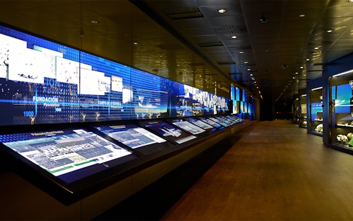 Interactive displays at Real Madrid C.F. Museum, Bernabeu Stadium, Madrid.