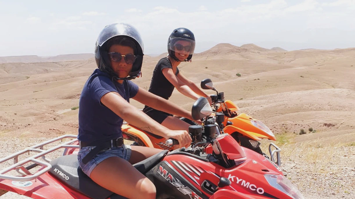 Quad biking in Agafay Desert near Marrakesh.