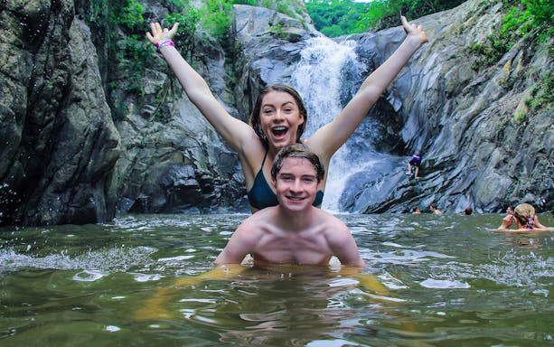 Waterfall swimming at Banderas Bay during Sea Safari & Horseback Riding Tour.