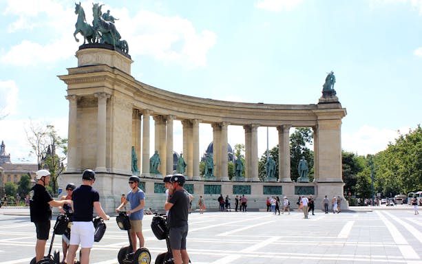 Segway tour group at Heroes' Square, Budapest.