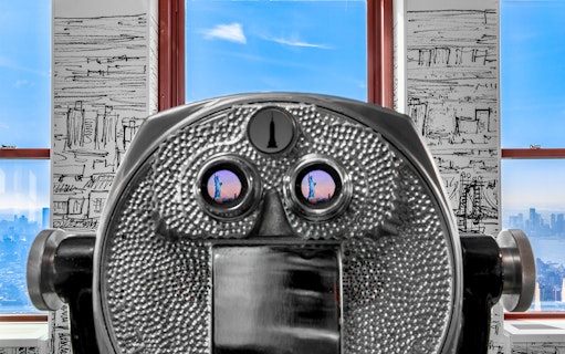Viewfinder showing Statue of Liberty from NYC observation deck.