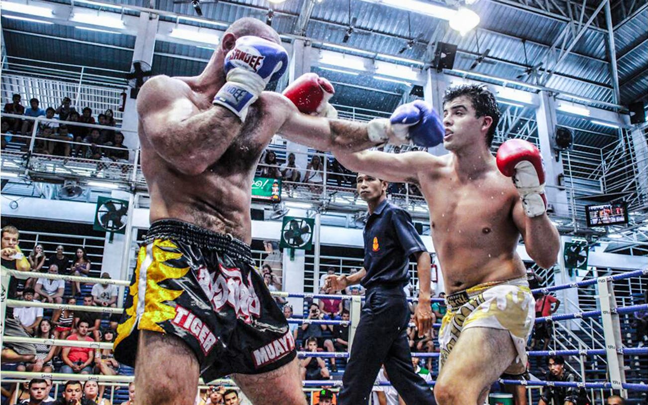 Muay Thai fighters in action at Bangla Boxing Stadium, Phuket.