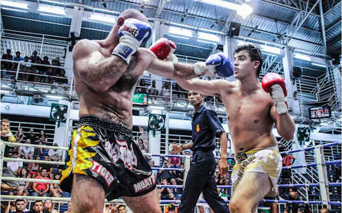 Muay Thai fighters in action at Bangla Boxing Stadium, Phuket.