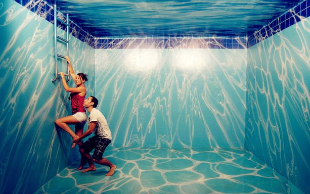 Visitors interacting with 3D art at Art in Paradise Chiang Mai.