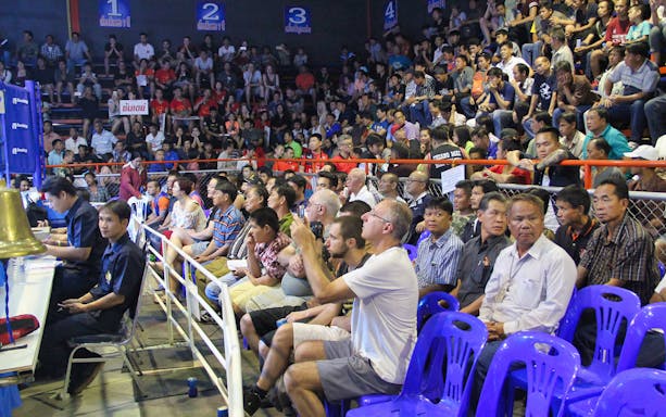 Crowd watching a match at Chiang Mai Boxing Stadium.