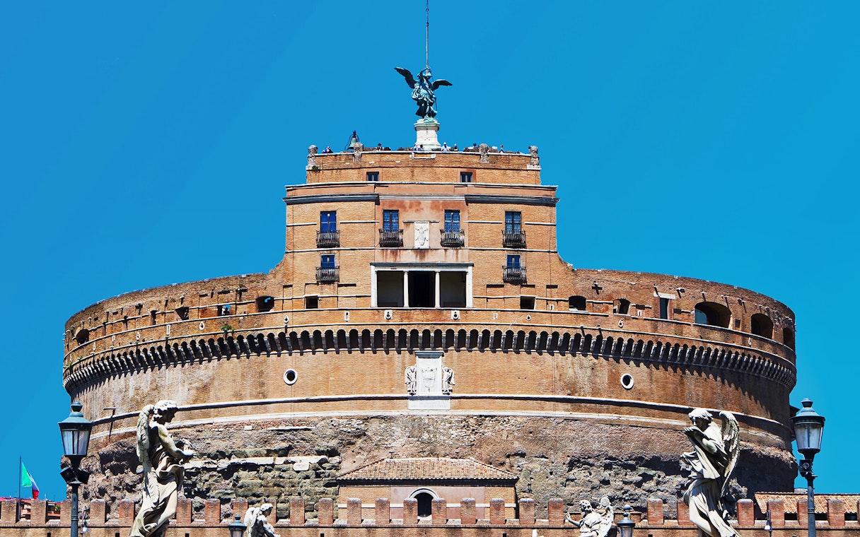 Castel Sant'Angelo with angel statues, Rome, Italy.