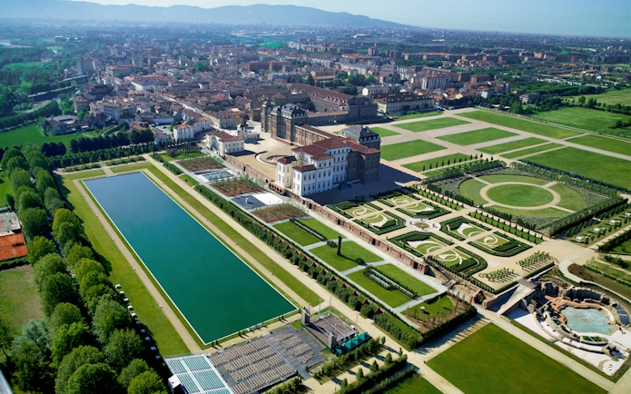 Aerial view of the Palace of Venaria and gardens in Turin, Italy, included in the Torino + Piemonte Card.