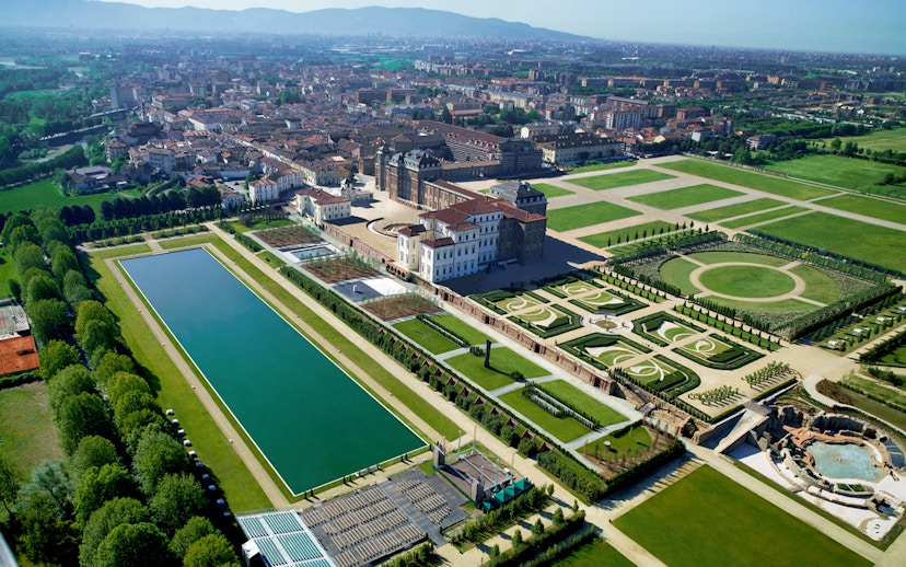 Aerial view of the Palace of Venaria and gardens in Turin, Italy, included in the Torino + Piemonte Card.