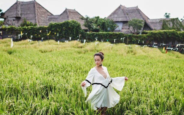 Tegalalang Rice Terraces in Ubud with lush greenery, part of a day tour including Monkey Forest.