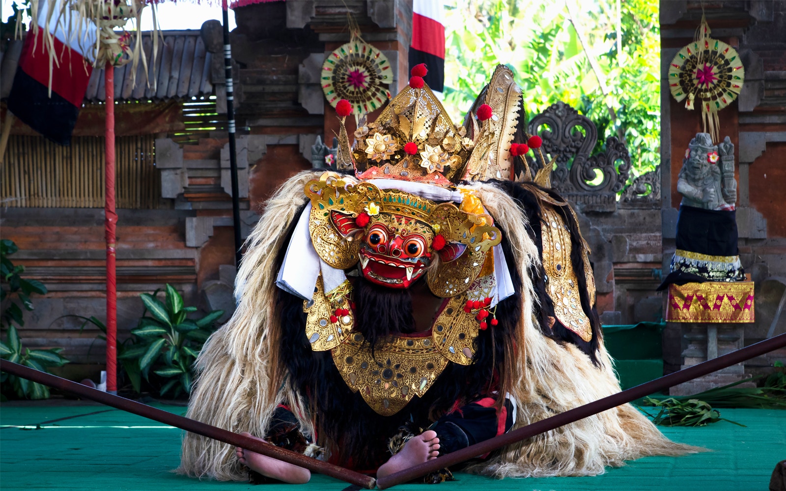 Balinese Barong dance performance in Ubud, Bali during the Tanah Lot Temple tour.