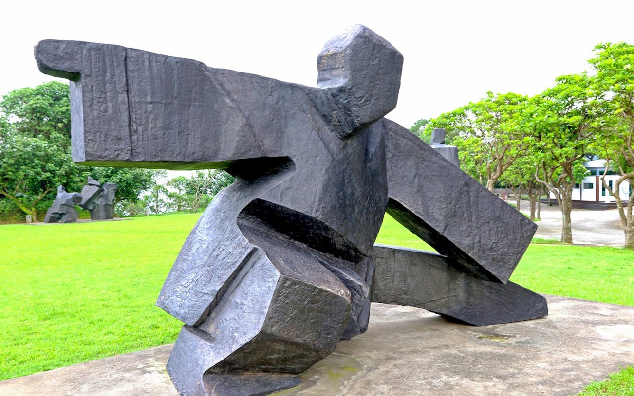 Sculpture at Jinshan JuMing Museum in Taiwan's outdoor park.