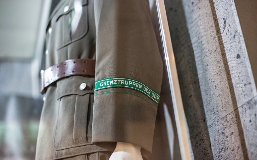 East German border troops uniform at The Wall Museum East Side Gallery.