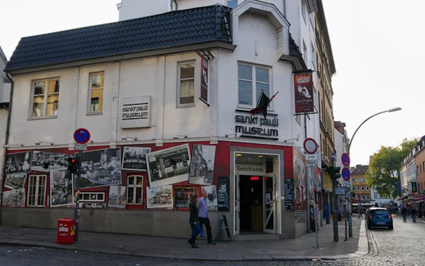 Sankt Pauli Museum entrance on Reeperbahn street, Hamburg, Germany.