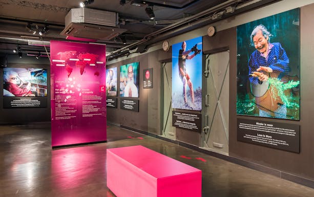 Exhibit at Body Worlds Amsterdam showcasing the Secrets of Longevity.