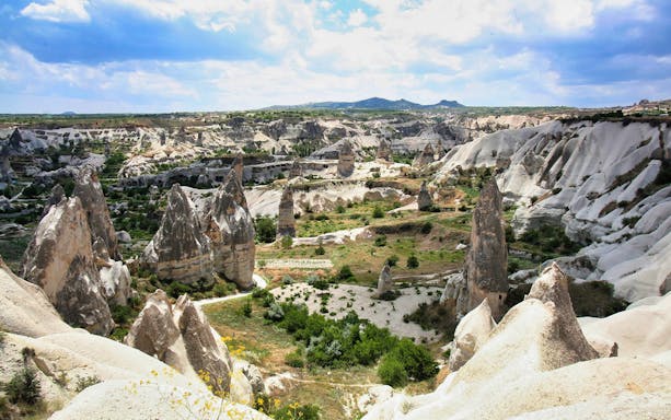 Rock formations in Cappadocia, Turkey, viewed during the North Cappadocia Day Tour.