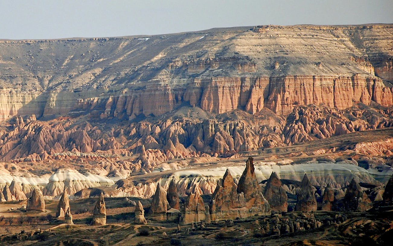 Fairy chimneys and rock formations in South Cappadocia, Turkey.
