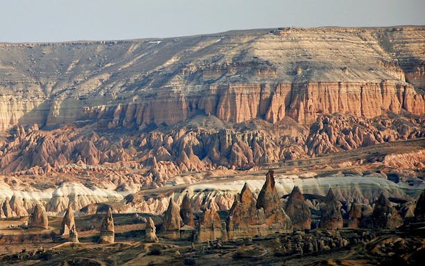 Fairy chimneys and rock formations in South Cappadocia, Turkey.