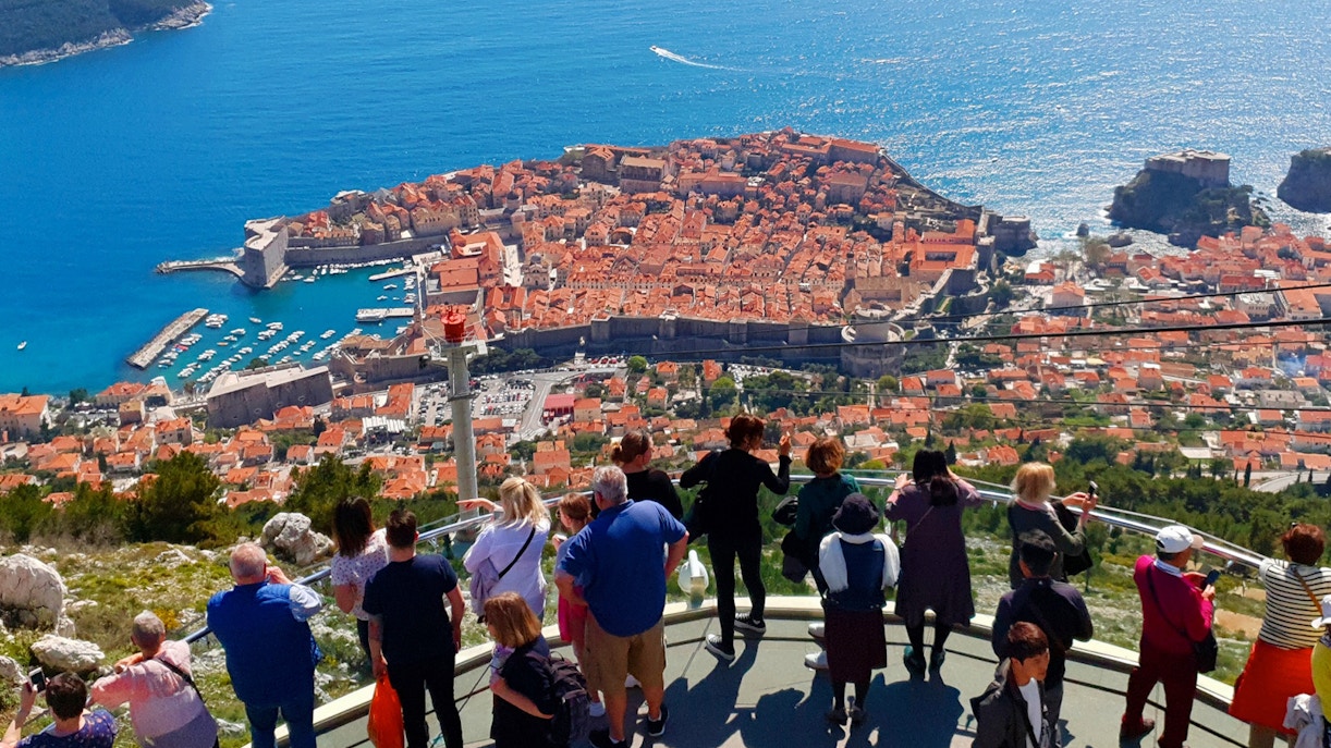 Tourists overlooking Dubrovnik, Croatia, a filming location for Game of Thrones.