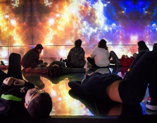 Hemisfèric 3D Cinema in Valencia's City of Arts and Sciences with futuristic architecture.