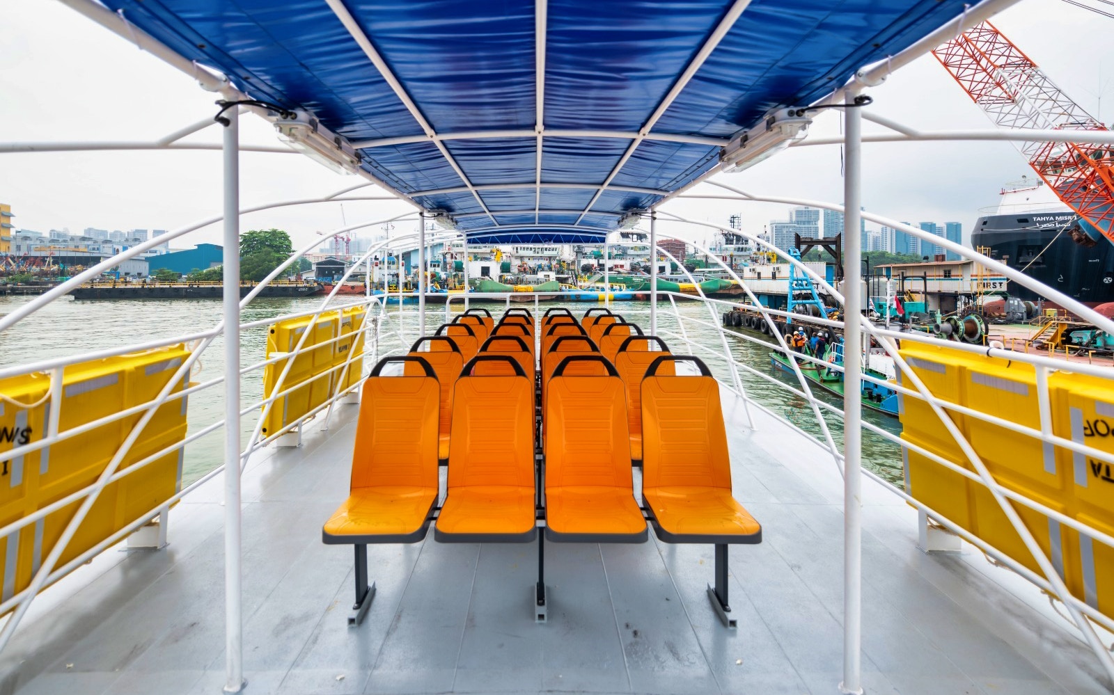 Singapore ferry cruising from Marina South Pier to St John's Island and Kusu Island.