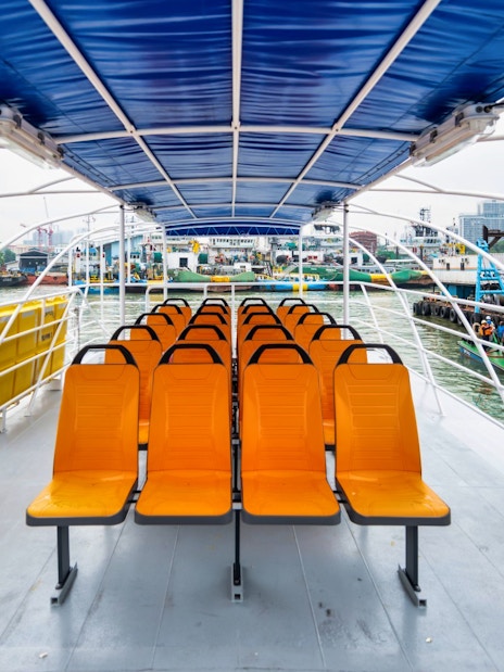 Ferry seating area on route to Kusu Island and St John's Island, Singapore.