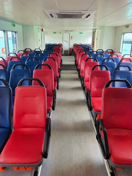 Interior seating of Singapore ferry to Kusu Island and St John's Island.