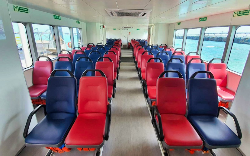Interior seating of Singapore ferry to Kusu Island and St John's Island.