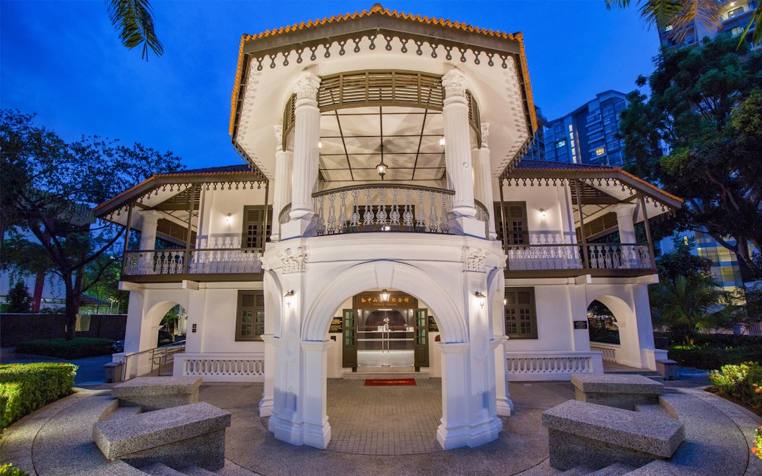 Sun Yat Sen Nanyang Memorial Hall exterior at dusk, Singapore.