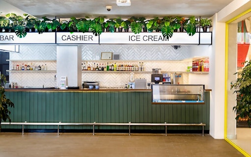 Bar and ice cream counter at dining venue in Sentosa or Mount Faber.