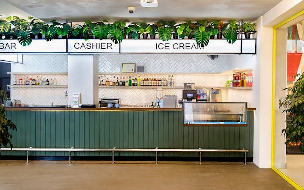 Bar and ice cream counter at dining venue in Sentosa or Mount Faber.