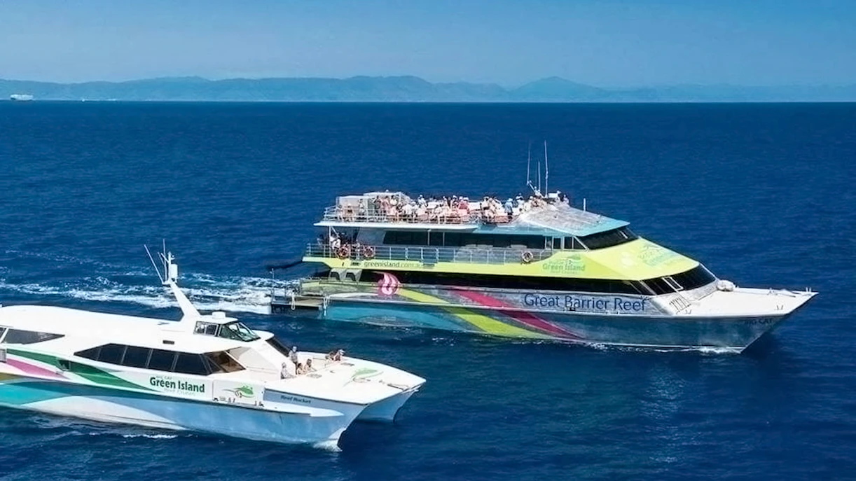 Catamaran cruise near Green Island on the Great Barrier Reef with semi-submarine experience.