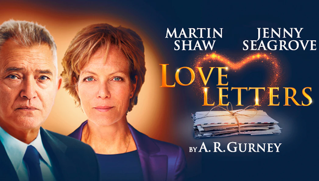 Love Letters play poster with actors and stack of letters
