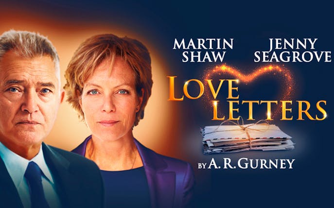 Love Letters play poster with actors and stack of letters