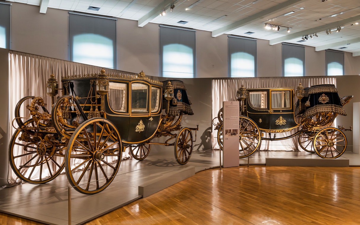 Imperial carriages on display at the Imperial Carriage Museum in Vienna.
