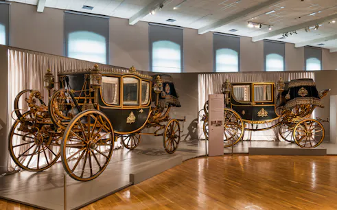 Imperial carriages on display at the Imperial Carriage Museum in Vienna.
