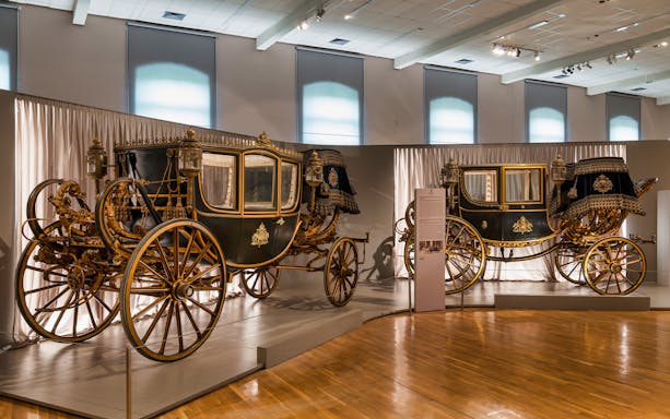 Imperial carriages on display at the Imperial Carriage Museum in Vienna.
