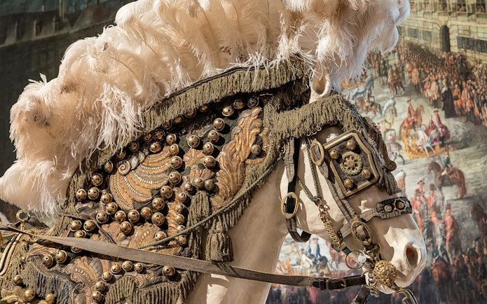 Decorated horse armor at Imperial Carriage Museum, Schönbrunn Palace.