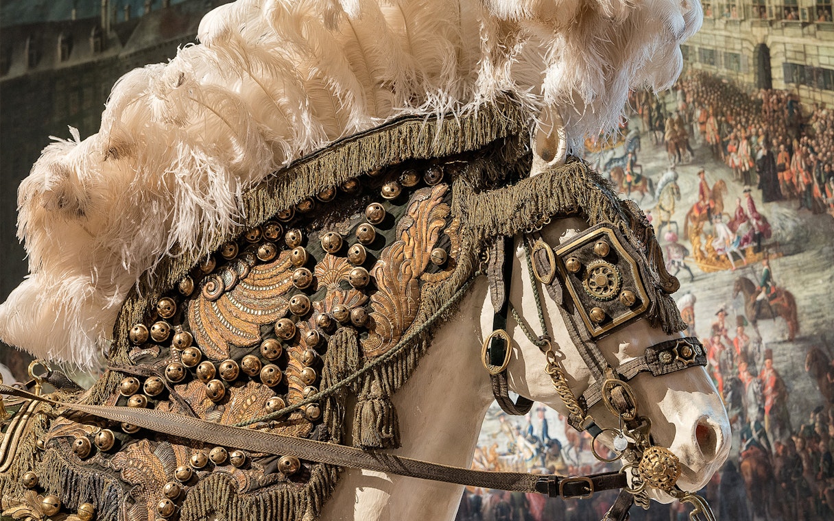 Decorated horse armor at Imperial Carriage Museum, Schönbrunn Palace.