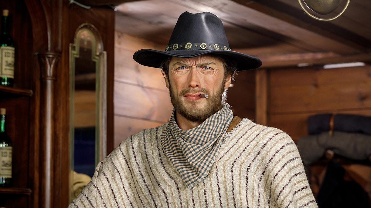 Clint Eastwood wax figure at Wax Museum Madrid with audio guide.